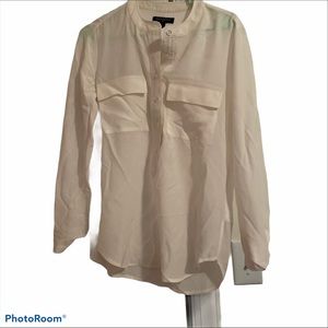 White Silk Banana Republic Button Down Blouse